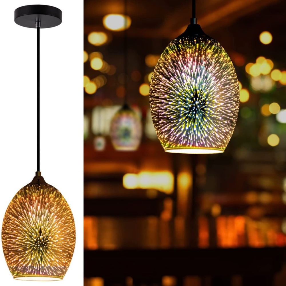 3D Glass Light Modern Colourfull LED Ceiling Hanging Light Fixture…New…